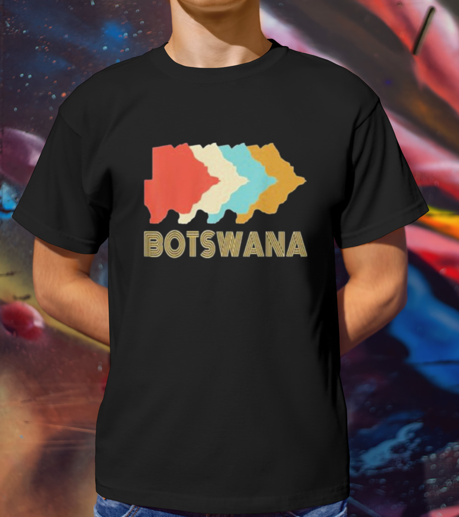 Botswana Vintage Multi-Color Map T-Shirt