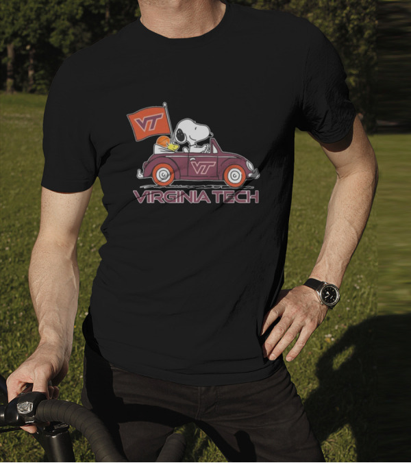 Virginia Tech Hokies Snoopy VT Car Flag Fan T-Shirt