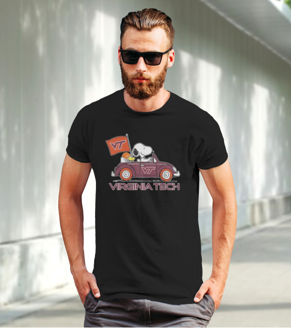 Virginia Tech Hokies Snoopy VT Car Flag Fan T-Shirt