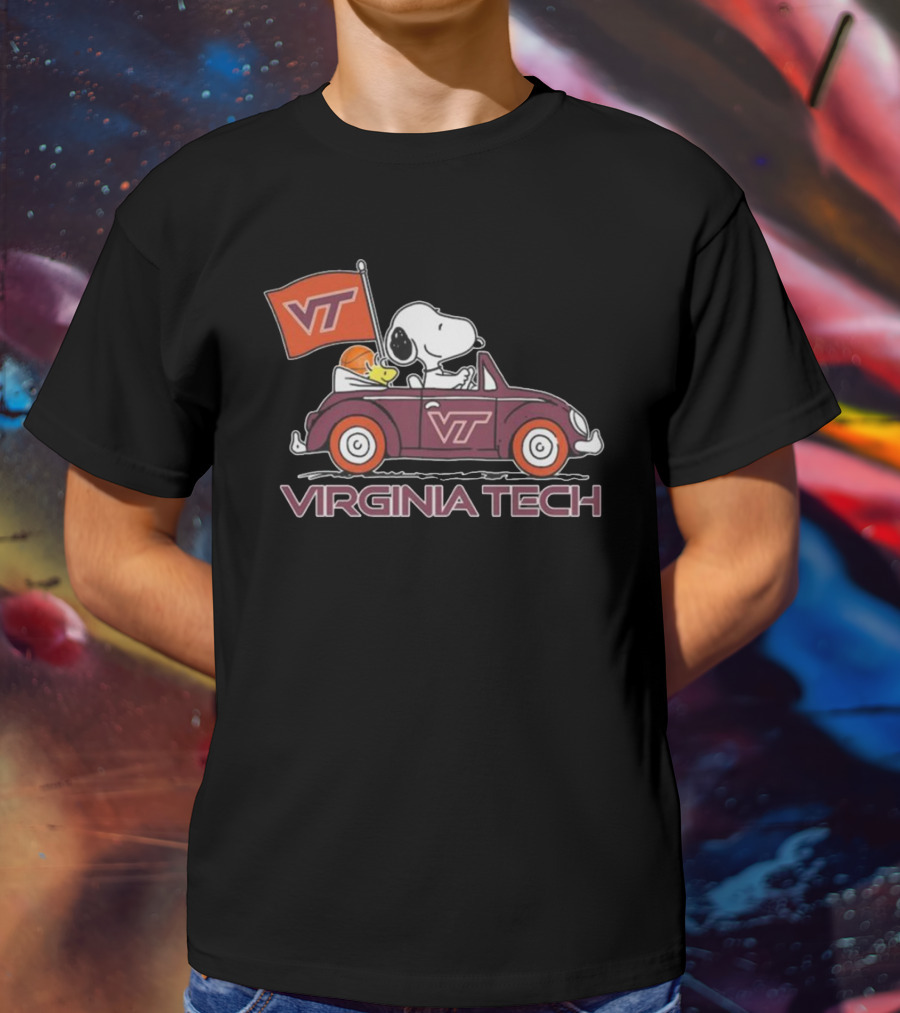 Virginia Tech Hokies Snoopy VT Car Flag Fan T-Shirt