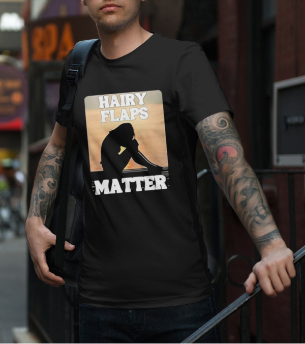 Hairy Flaps Matter Silhouette On Beach Background T-Shirt