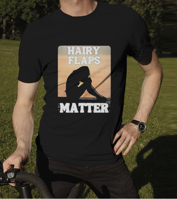 Hairy Flaps Matter Silhouette On Beach Background T-Shirt