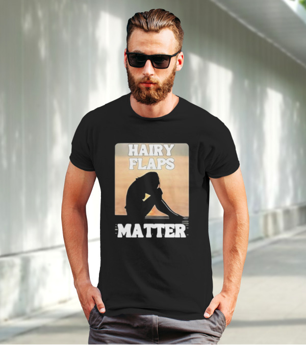 Hairy Flaps Matter Silhouette On Beach Background T-Shirt