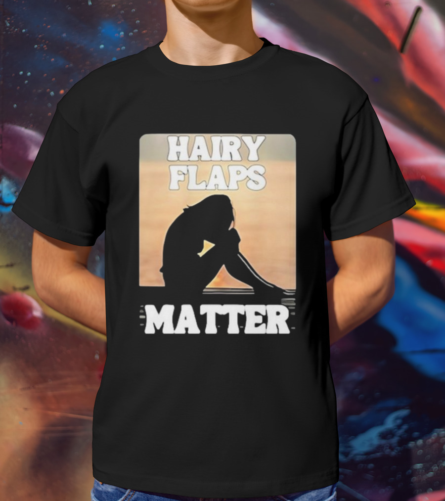 Hairy Flaps Matter Silhouette On Beach Background T-Shirt