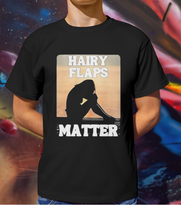 Hairy Flaps Matter Silhouette On Beach Background T-Shirt