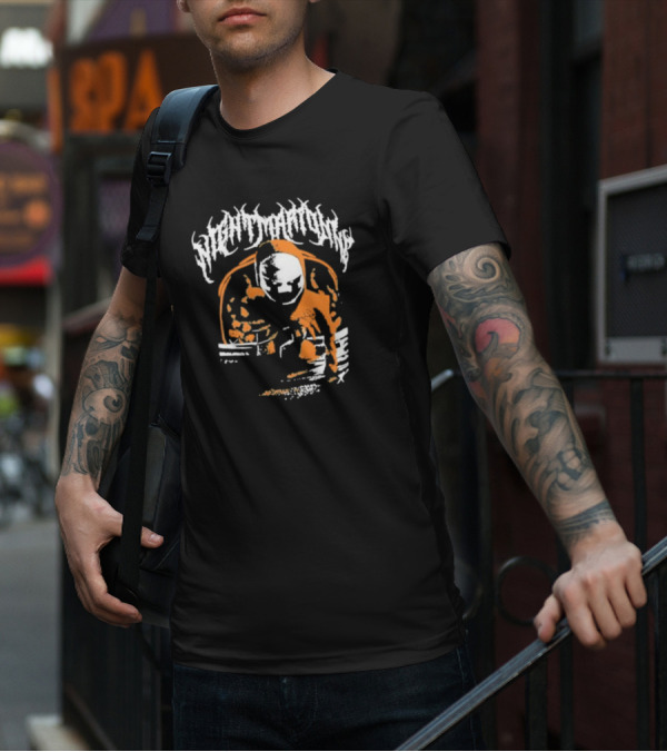 Nightmarionne Horror Puppet Creepy Mask Orange Black T-Shirt