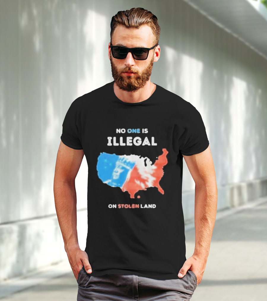 NO ONE IS ILLEGAL ON STOLEN LAND Indigenous Map T-Shirt