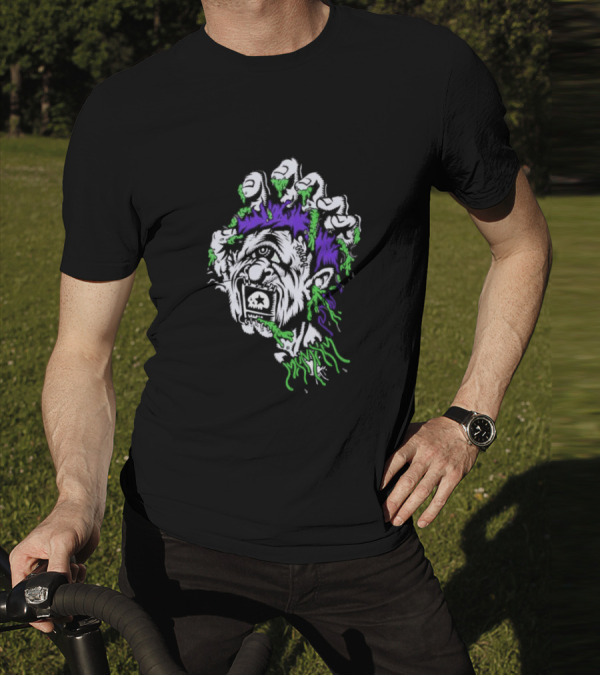 Santa Cruz X Mxmxm Screaming Head Zombie Cyclops Mutant Purple Green Hair Five Finger Monster T-Shirt