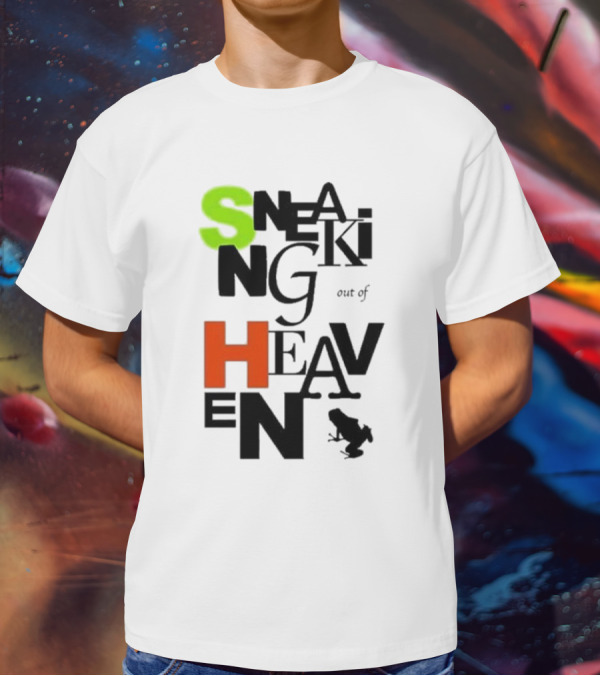 Sneaking Out Of Heaven Frog In Neon And Orange Letters T-Shirt