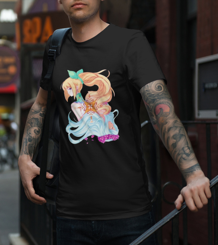 Virgo Versus The Zodiac Anime Illustration With Pastel Colors And Floral Elements T-Shirt