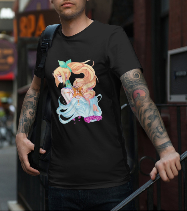 Virgo Versus The Zodiac Anime Illustration With Pastel Colors And Floral Elements T-Shirt