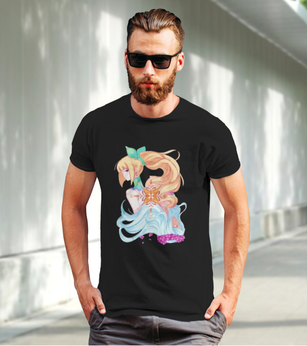 Virgo Versus The Zodiac Anime Illustration With Pastel Colors And Floral Elements T-Shirt