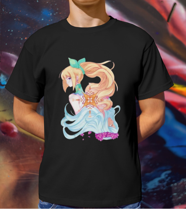 Virgo Versus The Zodiac Anime Illustration With Pastel Colors And Floral Elements T-Shirt