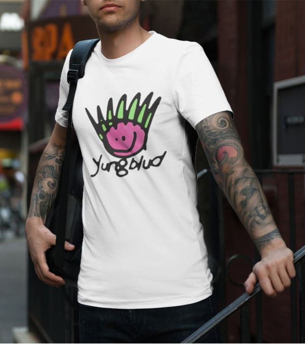 Yungblud Be Fookin Happy Pink Smiley Face With Green Spikes T-Shirt