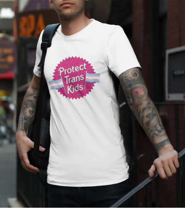 Protect Trans Kids Megamikoart Transgender Flag Pride T-Shirt