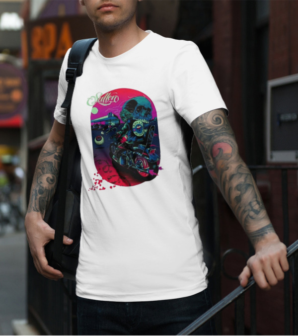 Tkslowskill Sullen Skull Rider Neon Vibes T-Shirt