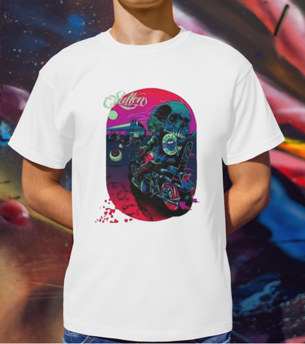 Tkslowskill Sullen Skull Rider Neon Vibes T-Shirt
