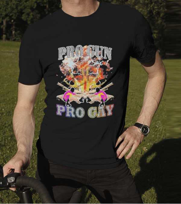 Pro Gun Pro Gay Explosion Duality T-Shirt