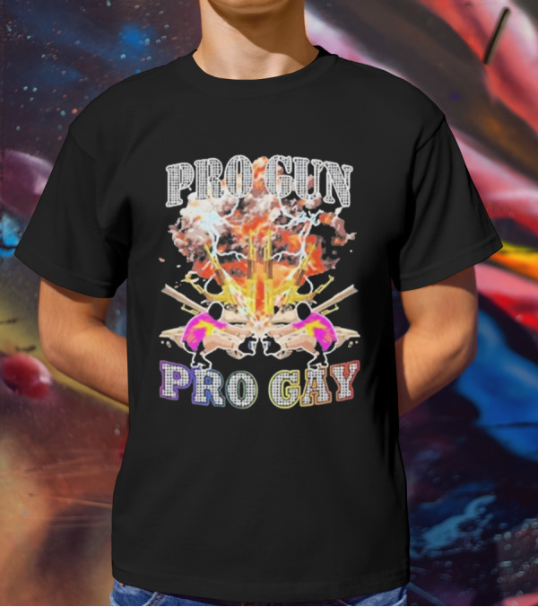 Pro Gun Pro Gay Explosion Duality T-Shirt