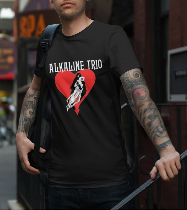 Alkaline Trio Heart Swept Cloaked Figure And Red Heart T-Shirt