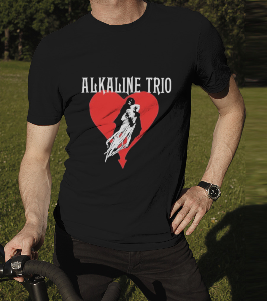 Alkaline Trio Heart Swept Cloaked Figure And Red Heart T-Shirt