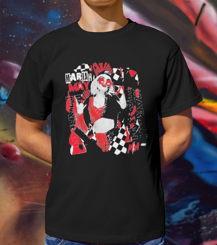 Mariah May All Elite Wrestling Checkerboard Red And Black T-Shirt
