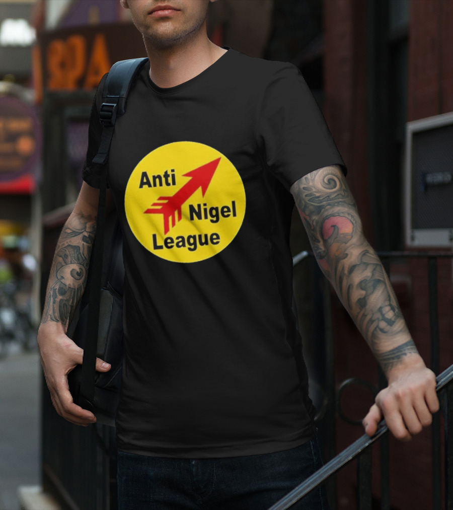 Anti Nigel League Red Arrow Emblem Yellow Circle T-Shirt
