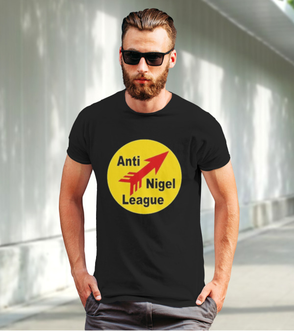 Anti Nigel League Red Arrow Emblem Yellow Circle T-Shirt