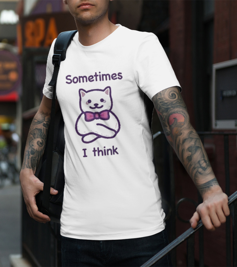 Cat Sometimes I Think Bow Tie Cartoon Purple T-Shirt