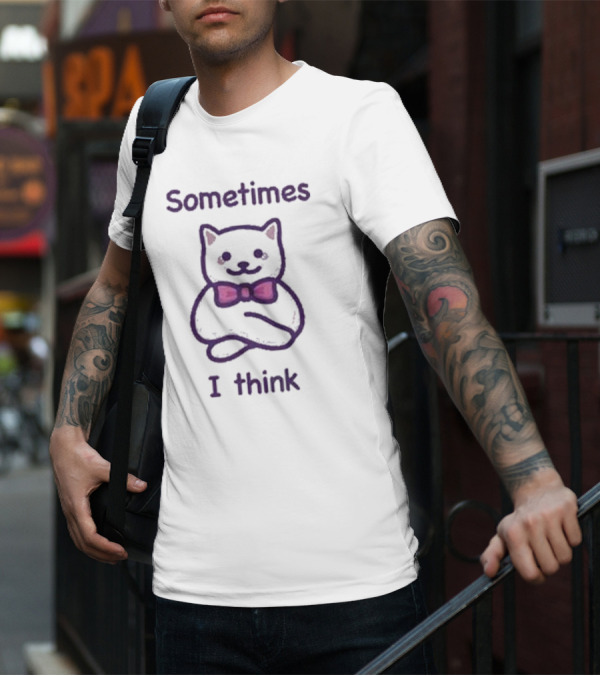 Cat Sometimes I Think Bow Tie Cartoon Purple T-Shirt