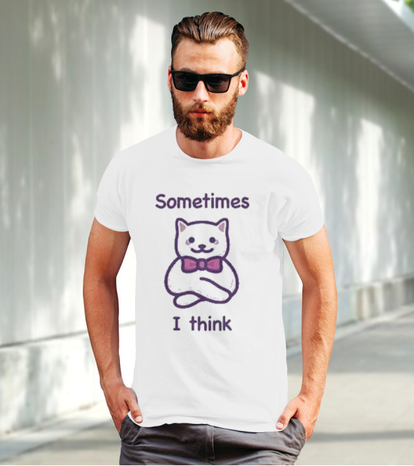 Cat Sometimes I Think Bow Tie Cartoon Purple T-Shirt