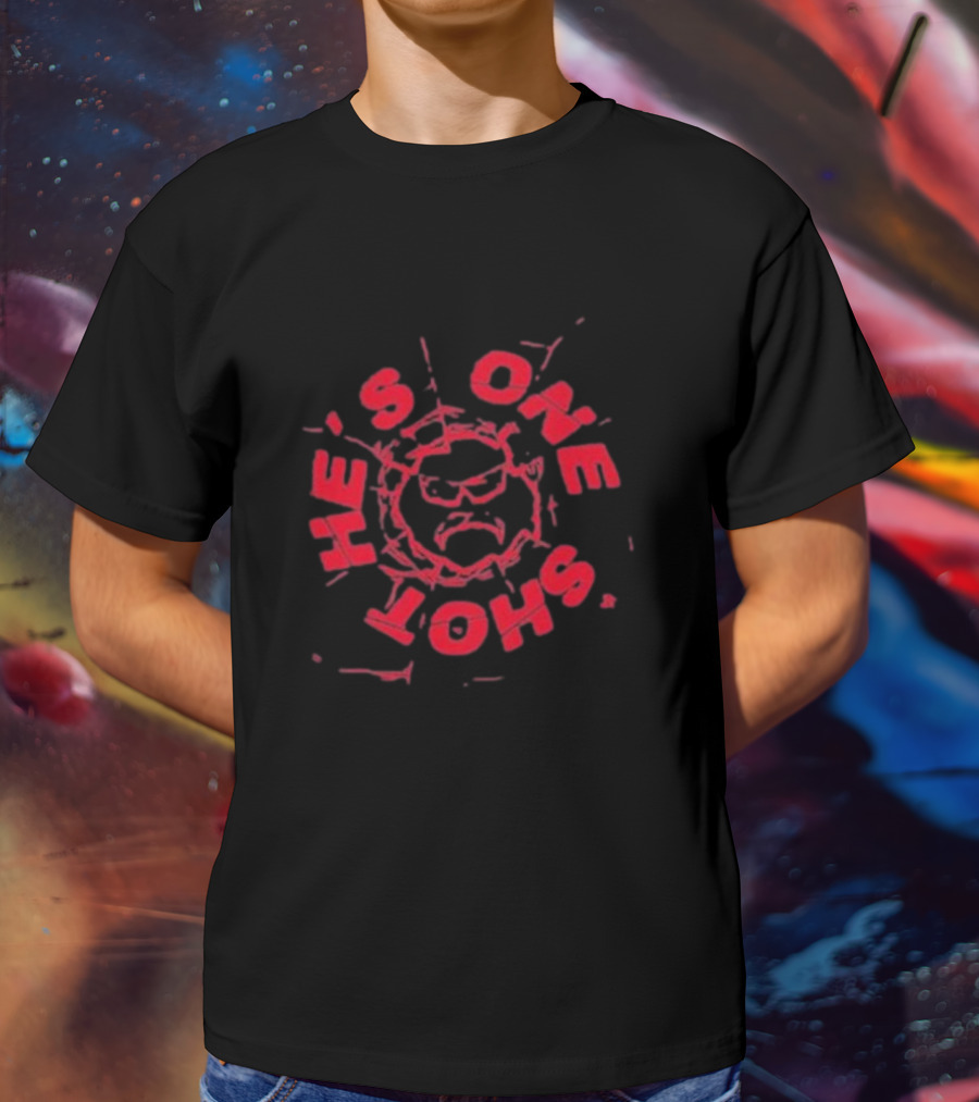 Dr Disrespect He's One Shot Cracked Red Text And Iconic Face T-Shirt