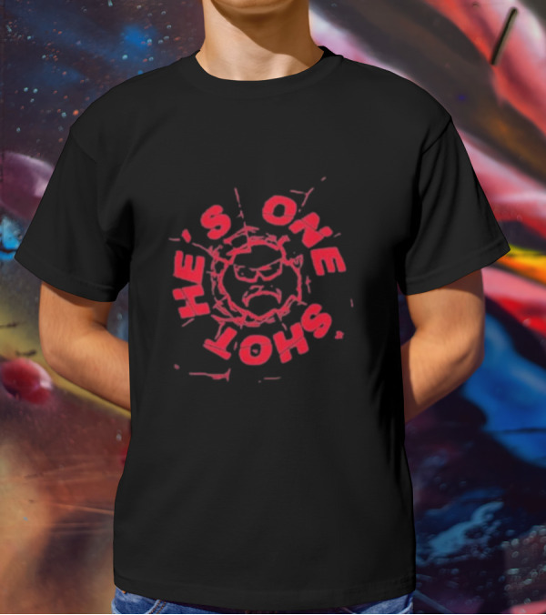 Dr Disrespect He's One Shot Cracked Red Text And Iconic Face T-Shirt