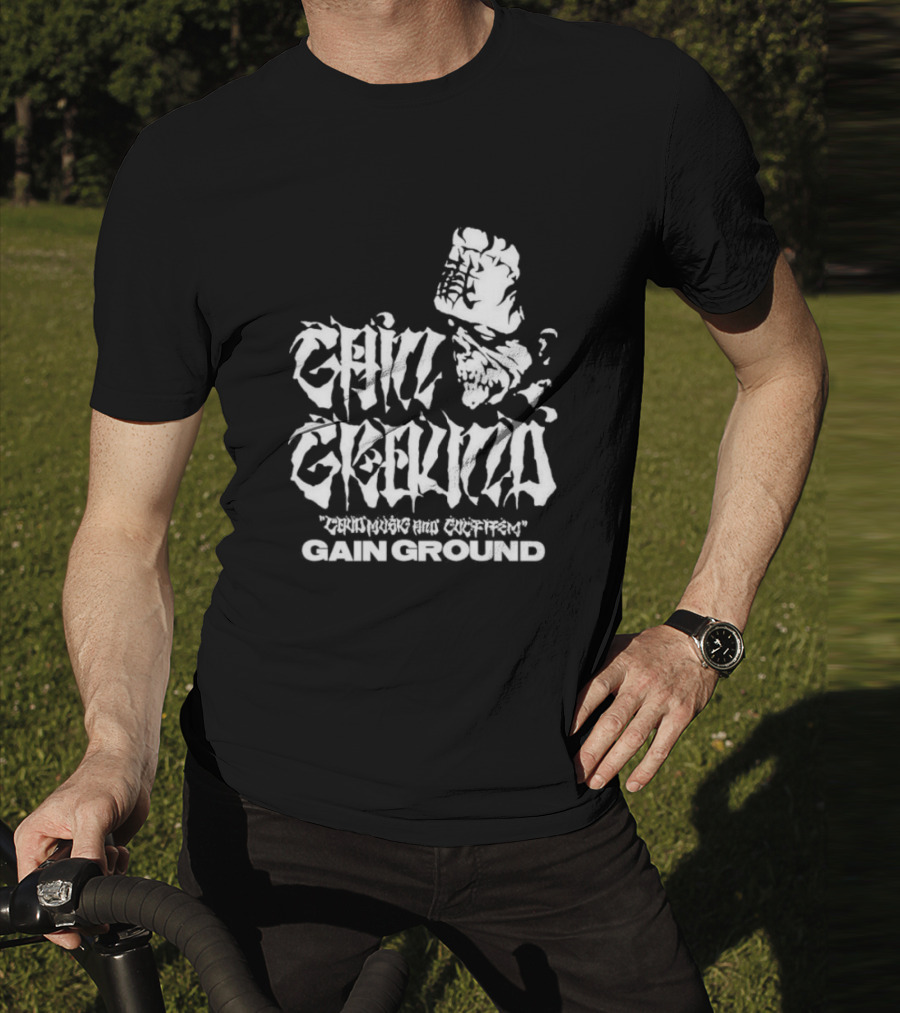 Gain Ground Grinning And Coffin Logo With Skull And Fist T-Shirt