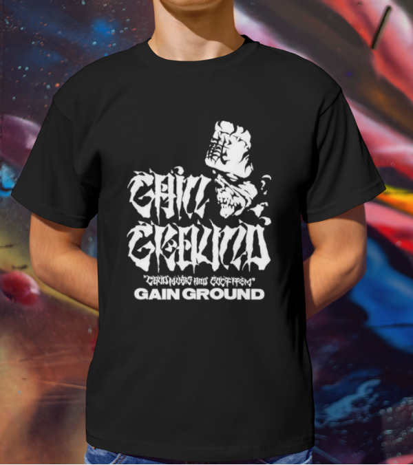 Gain Ground Grinning And Coffin Logo With Skull And Fist T-Shirt