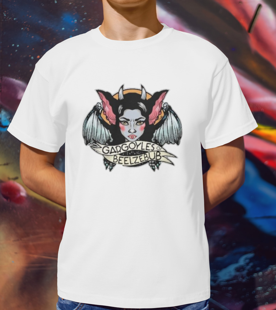 Gargoyles Of Beelzebub Gothic Demon Woman With Wings And Horns T-Shirt