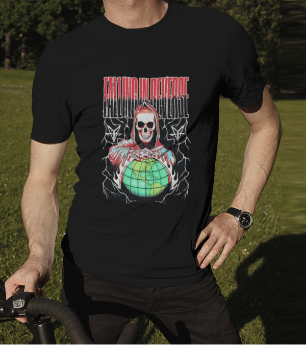 Falling In Reverse Skull Hood Globe T-Shirt