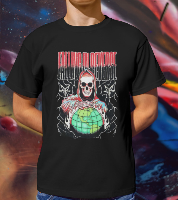 Falling In Reverse Skull Hood Globe T-Shirt