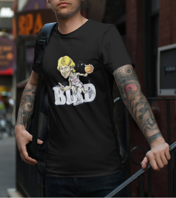 Larry Bird Indiana State Basketball Caricature Signature T-Shirt