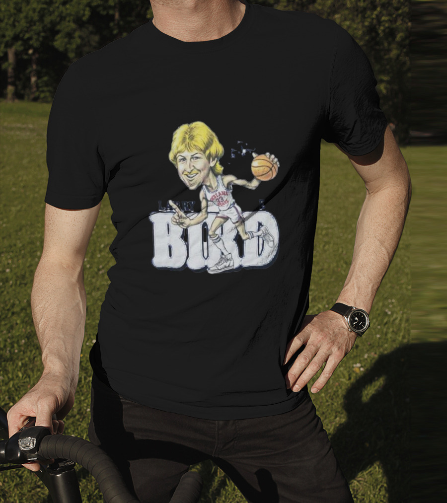 Larry Bird Indiana State Basketball Caricature Signature T-Shirt