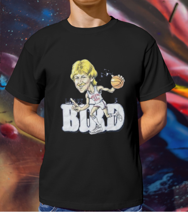 Larry Bird Indiana State Basketball Caricature Signature T-Shirt
