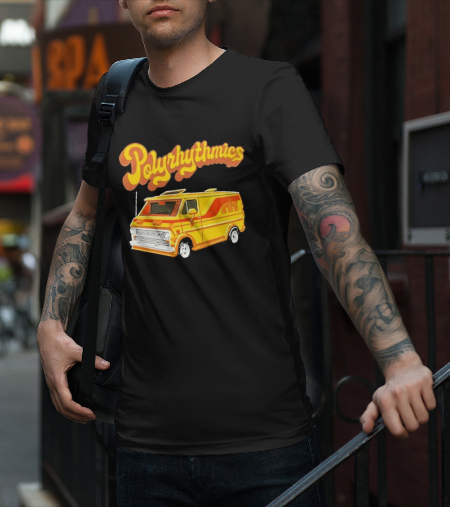 Polyrhythmics Bright Yellow Van With Retro Red Stripes T-Shirt
