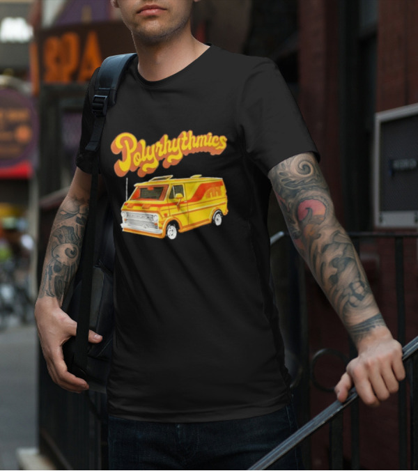 Polyrhythmics Bright Yellow Van With Retro Red Stripes T-Shirt