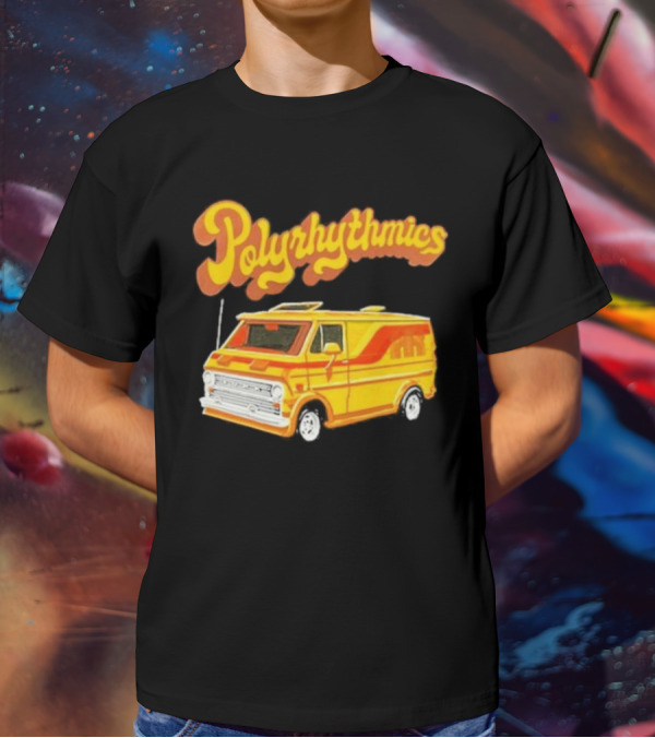 Polyrhythmics Bright Yellow Van With Retro Red Stripes T-Shirt