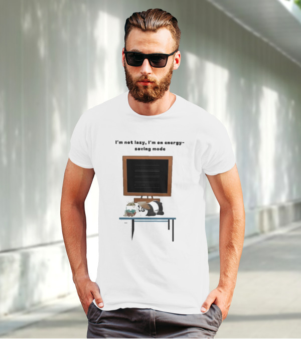 I’m Not Lazy I’m On Energy Saving Mode Cat Relaxing By Television T-Shirt