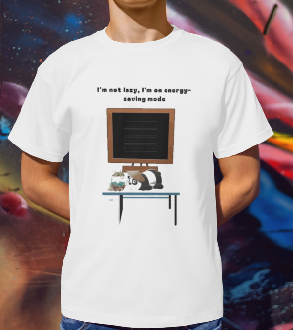 I’m Not Lazy I’m On Energy Saving Mode Cat Relaxing By Television T-Shirt