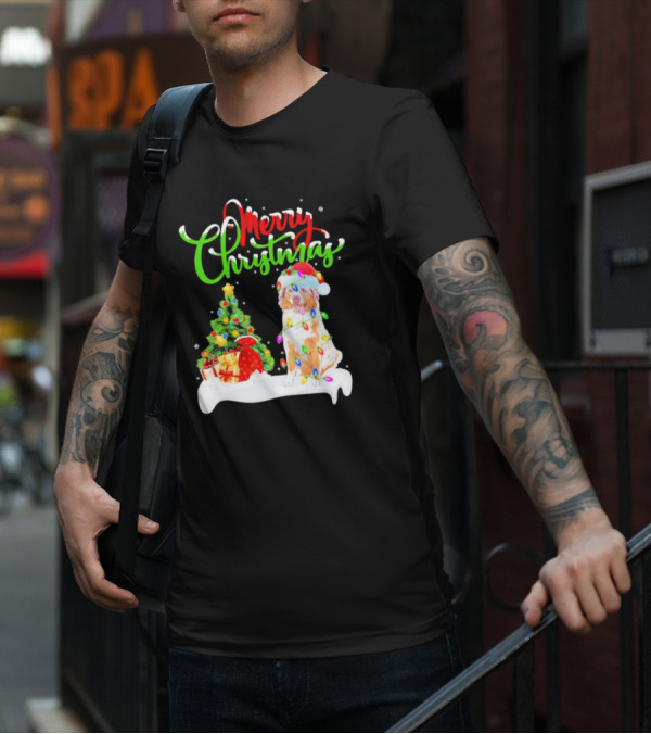 Merry Christmas Santa Australian Shepherd Dog Xmas Decorations T-Shirt