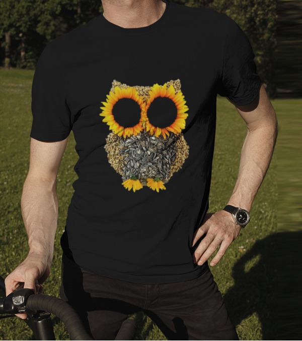 Sunflower Seed Owl With Bright Sunflower Eyes T-Shirt