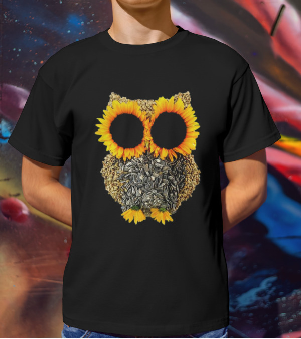 Sunflower Seed Owl With Bright Sunflower Eyes T-Shirt