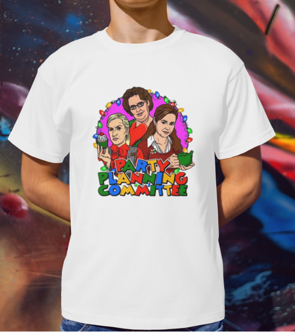 Party Planning Committee Christmas Lights Cupcake Green Teapot T-Shirt